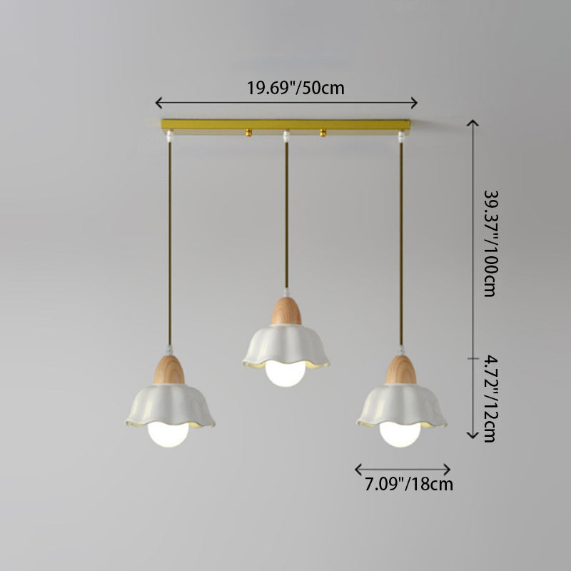 Moderne Art Déco Céramique Fleur Abat-jour 1/3-Lumière Îlot Lustre Pour Salon 