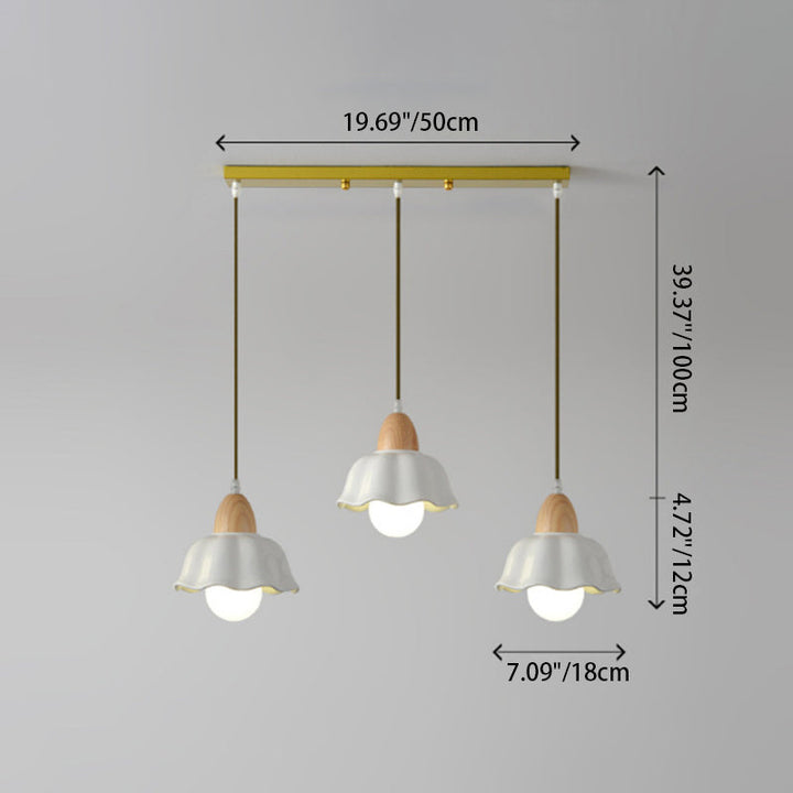 Moderne Art Déco Céramique Fleur Abat-jour 1/3-Lumière Îlot Lustre Pour Salon 