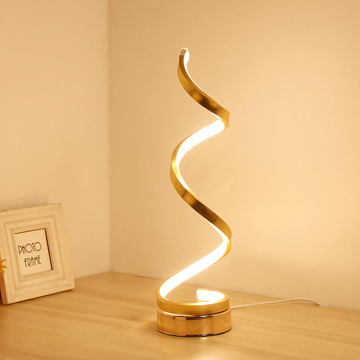 Lampe de table à LED en aluminium fer vague de simplicité moderne pour chambre 