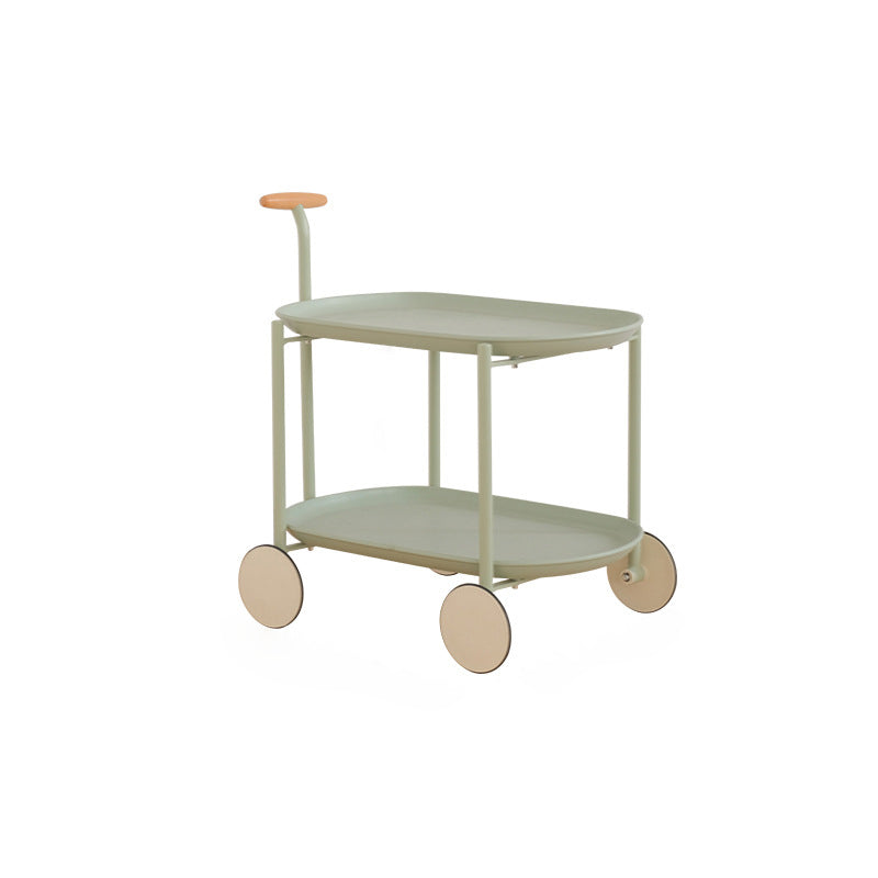 Contemporary Creative Removable Rectangular Oval ABS Beech handle Carbon Steel End Table 2-Tier For Living Room