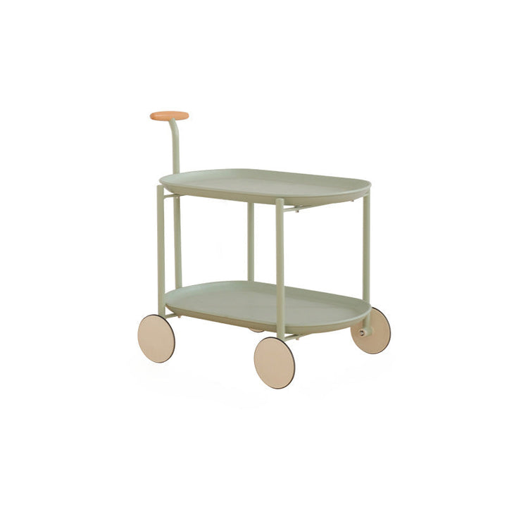 Contemporary Creative Removable Rectangular Oval ABS Beech handle Carbon Steel End Table 2-Tier For Living Room