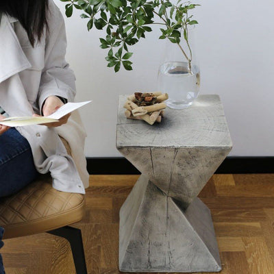 Table d'appoint carrée géométrique en argile de magnésium industriel contemporain pour le salon 