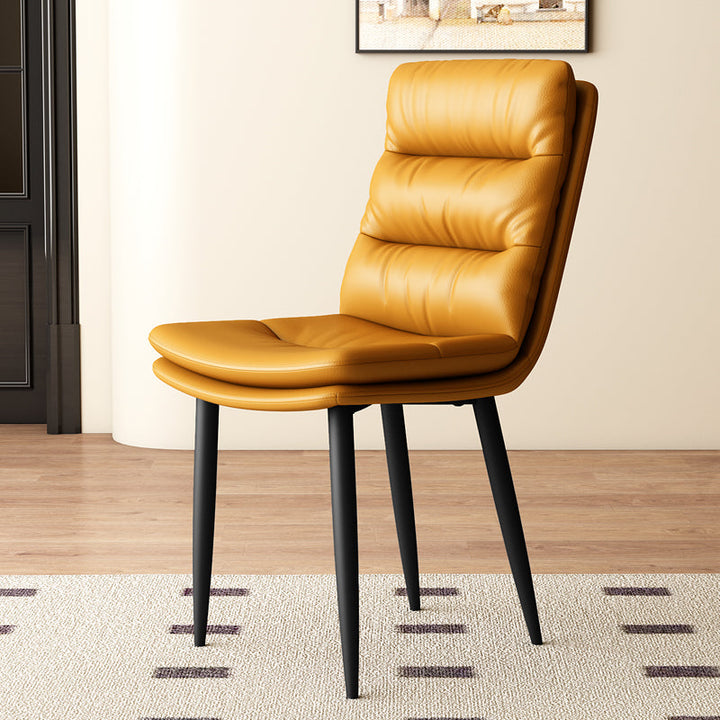 Modern Minimalist Rectangular Microfiber Leather Carbon Steel Dining Chair Backrest Armless For Dining Room