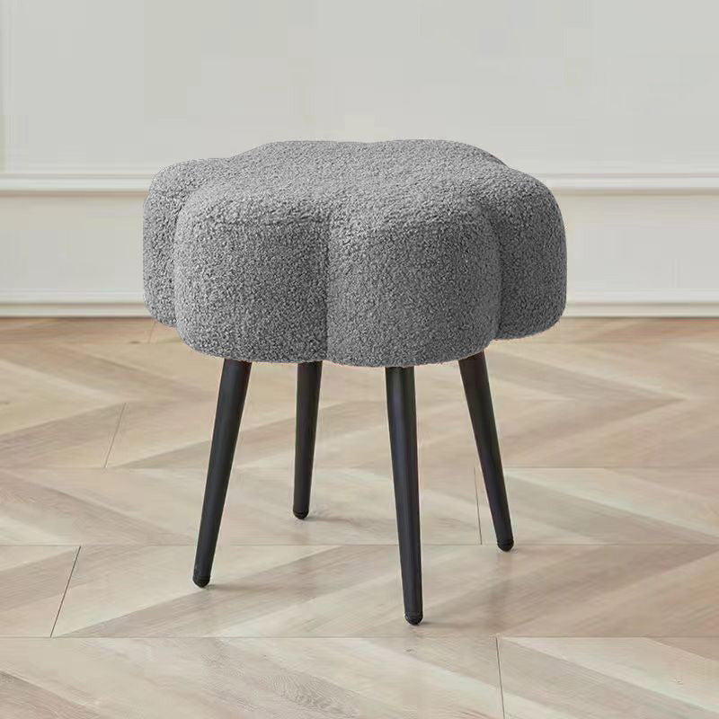 Modern Minimalist Cloud Sherpa Fabric Iron Vanity Stool For Bedroom