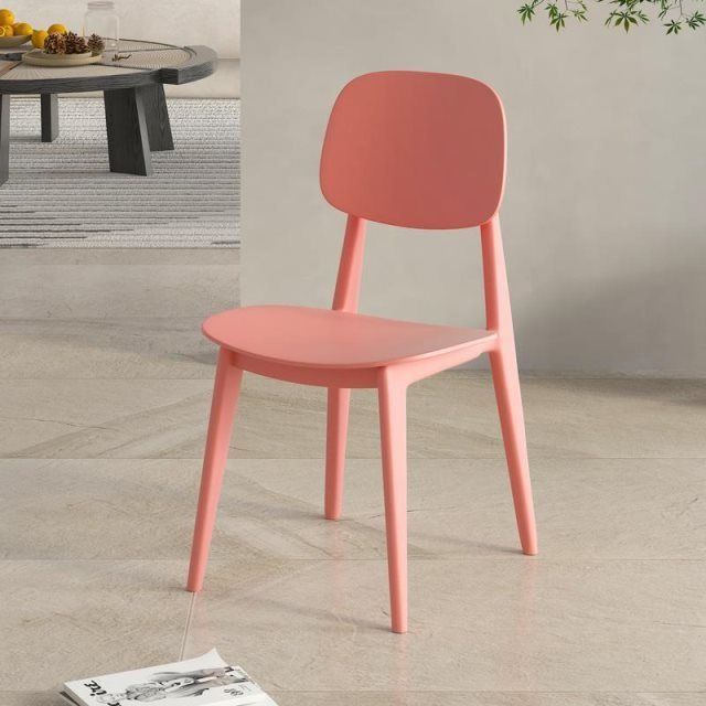 Chaise de salle à manger carrée en plastique macaron scandinave contemporaine avec dossier pour salle à manger 