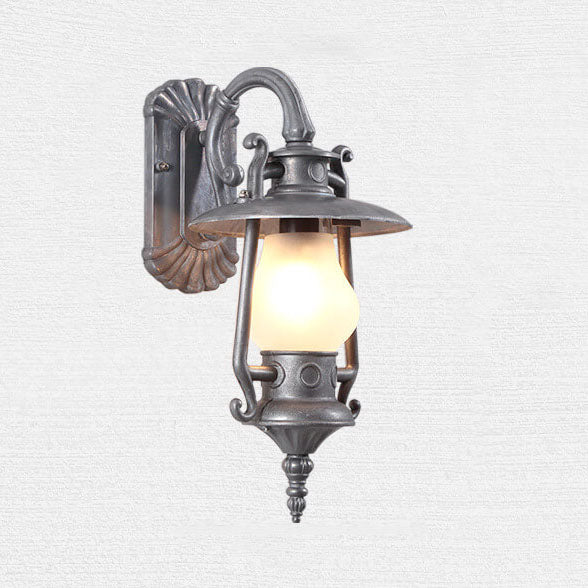 Lámpara de queroseno de aluminio retro industrial de 1 luz para exteriores, aplique de pared impermeable 