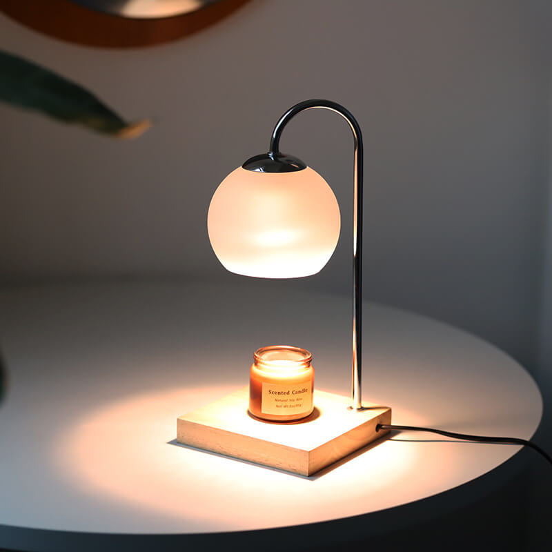 Lampe de table en bois massif moderne simple avec bougie sphérique à une lumière fondante 