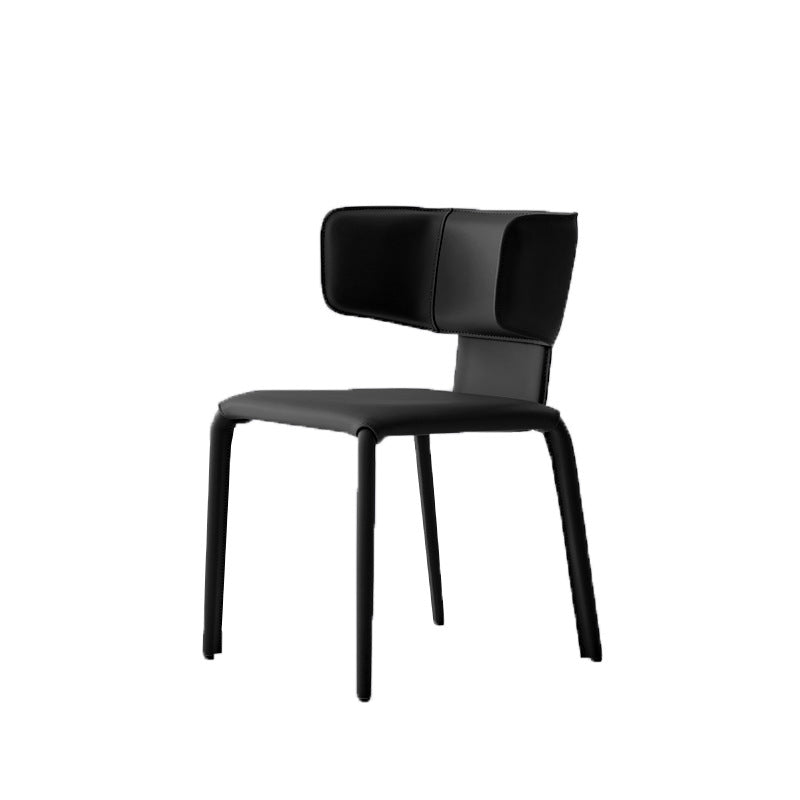 Silla de comedor contemporánea de lujo cuadrada con respaldo, en cuero de microfibra, metal y estructura de madera contrachapada, para comedor 