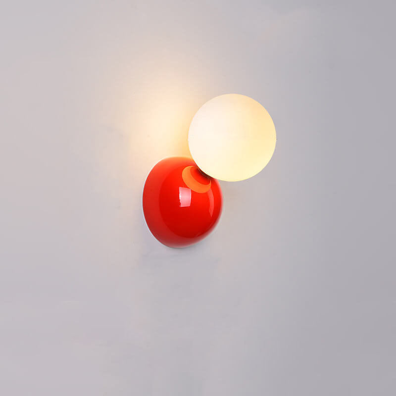 Macaron Cream Glass Ball Shade 1-Light Decorative Wall Sconce Lamp