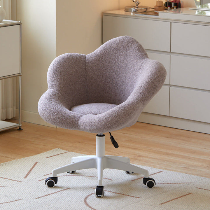 Tabouret de coiffeuse moderne minimaliste rond en métal avec dossier sans accoudoirs en laine d&