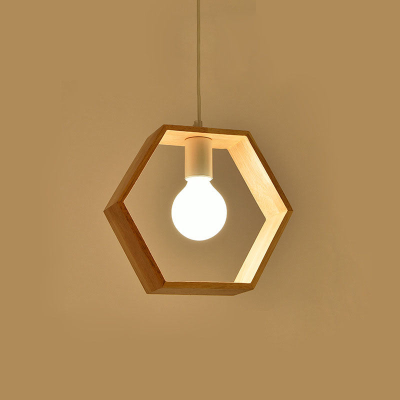 Moderne Einfachheit Holz Geometrische Form 1-Licht Pendelleuchte für das Wohnzimmer 