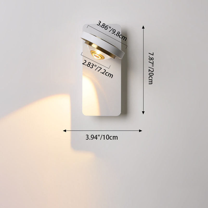 Modern Minimalist Round Rectangle Iron Aluminum Rotatable LED Wall Sconce Lamp For Bedroom