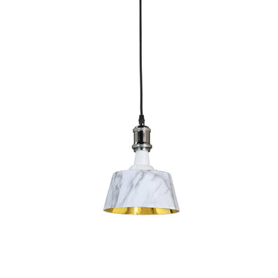 Zeitgenössische industrielle runde trapezförmige Aluminium PP 1-Licht Pendelleuchte für Esszimmer 