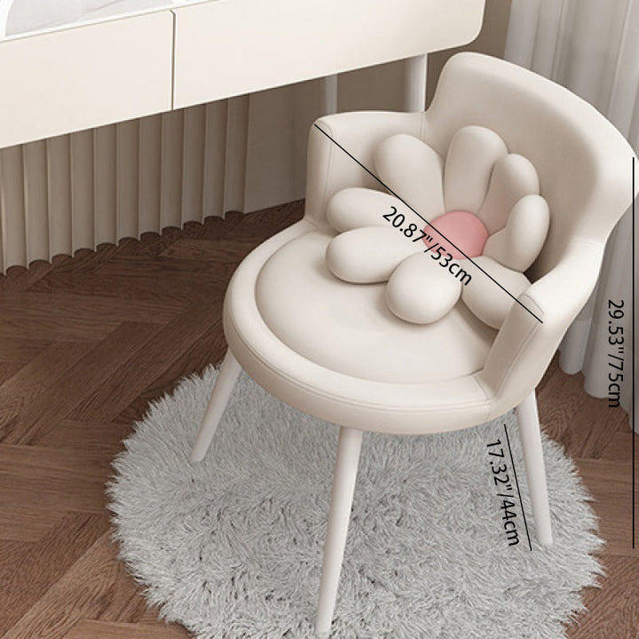 Tabouret de coiffeuse rond en velours à fleurs créatives contemporaines avec dossier et accoudoirs en métal pour chambre 