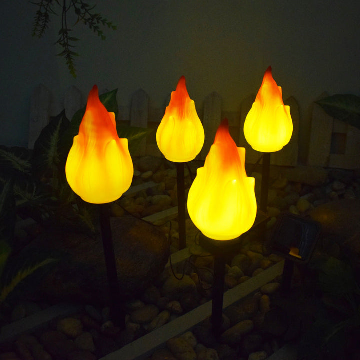 Lumière de paysage extérieure LED étanche créative contemporaine à flamme solaire en PP ABS pour jardin 
