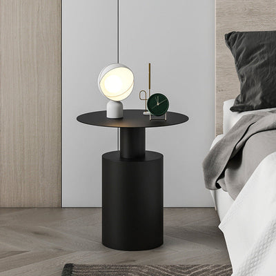 Table de nuit moderne minimaliste en cylindre rond en fer avec 1 plateau pour le chevet 