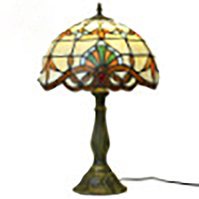 Traditional Tiffany Vintage Stained Glass Dome Aolly Base 1-Light Table Lamp For Home Office