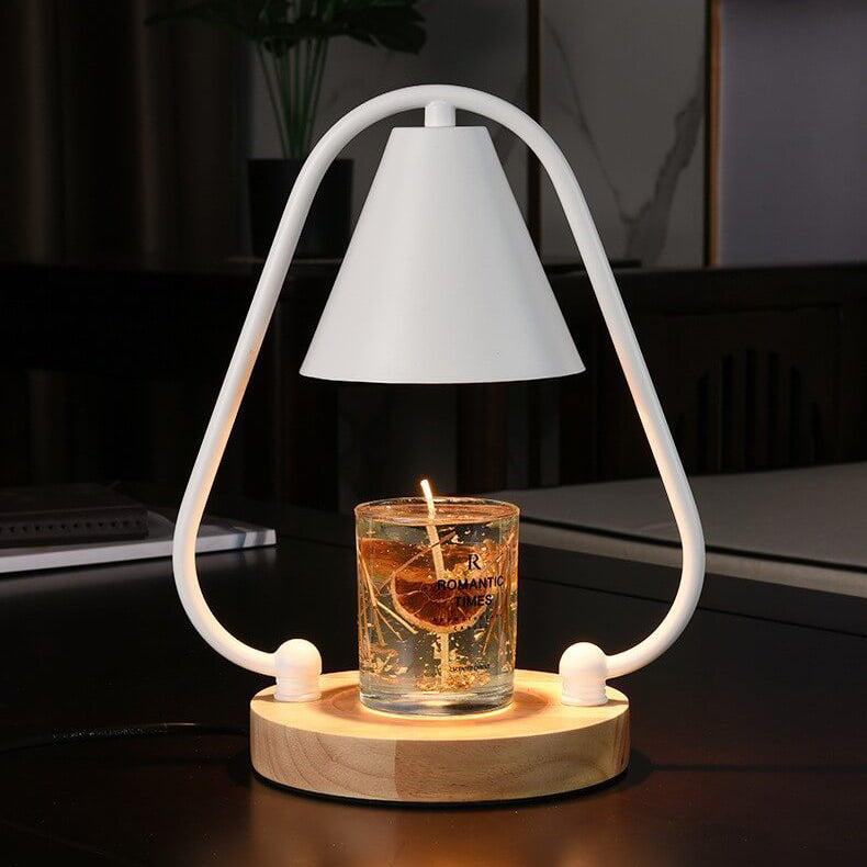 European Modern Aromatherapy Oak Glass Metal LED Melting Wax Table Lamp