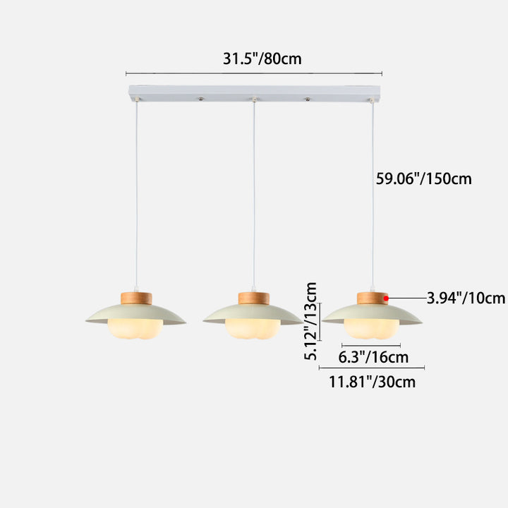 Zeitgenössische nordische Eisenholz PE Schüssel 1/2/3 Licht Kronleuchter Insel Licht für Esszimmer 