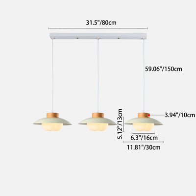 Zeitgenössische nordische Eisenholz PE Schüssel 1/2/3 Licht Kronleuchter Insel Licht für Esszimmer 