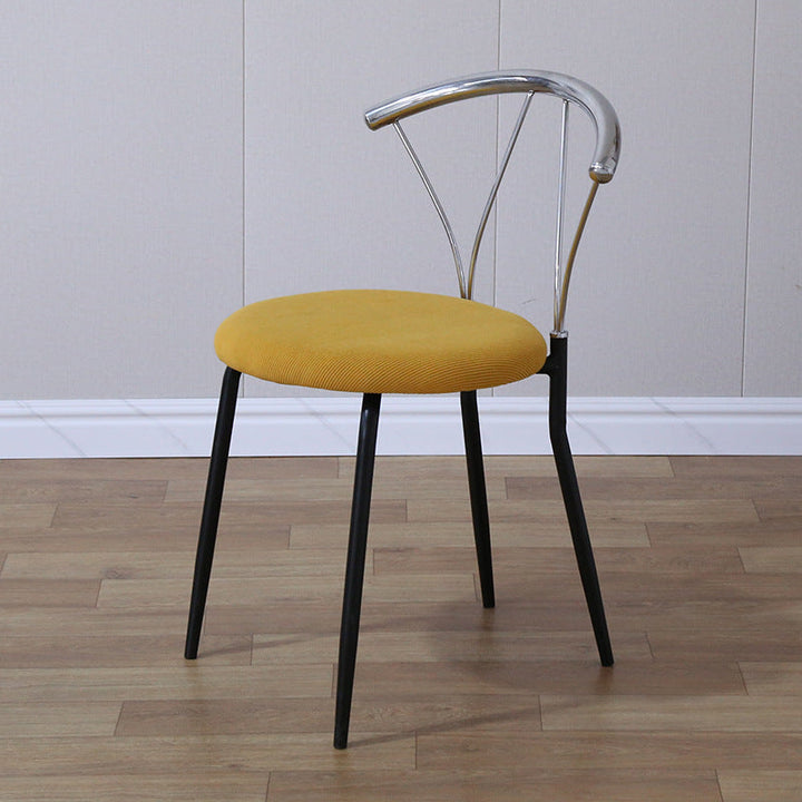 Contemporary Nordic Round Curved Backrest Stainless Steel Corduroy Dining Chair For Dining Room