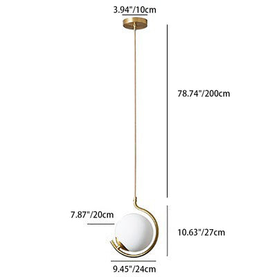 Boule de Verre Nordique Contemporaine Fer Suspension Luminaire 1-Lumière Pour Salon 