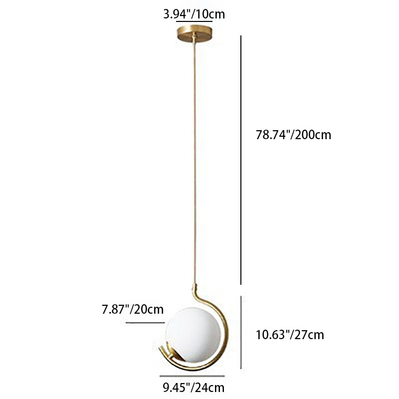 Boule de Verre Nordique Contemporaine Fer Suspension Luminaire 1-Lumière Pour Salon 