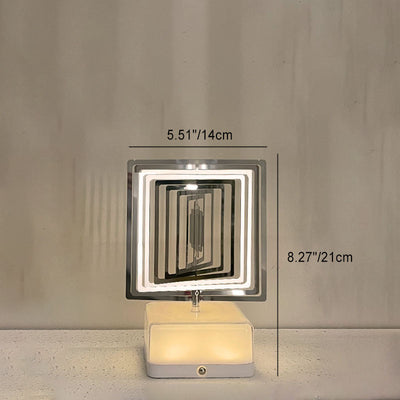 Modern Art Deco Stainless Steel ABS Cubic Base Multishape Rechargeable USB LED Table Lamp Night Light For Bedside