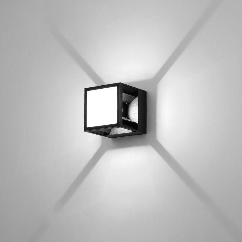 Applique murale LED en aluminium à rayures carrées solaires modernes et minimalistes pour jardin 
