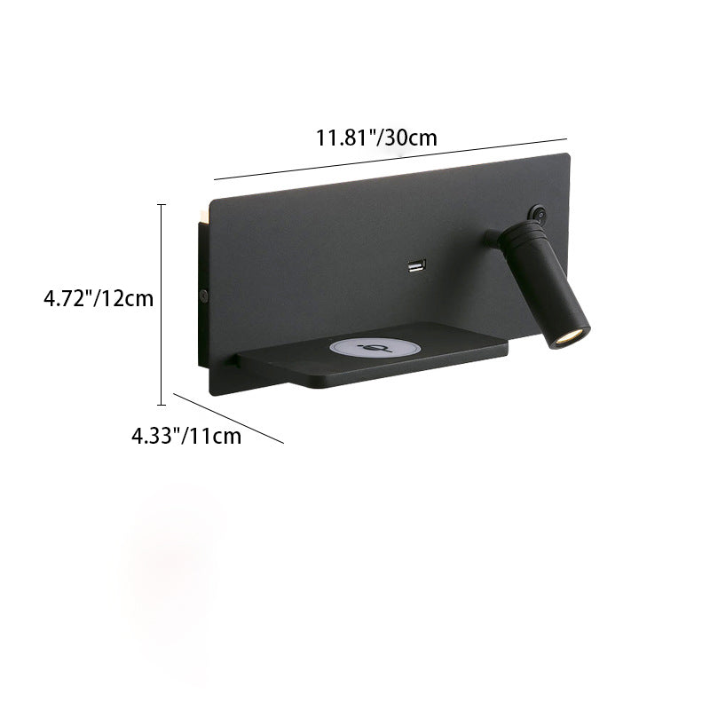 Lámpara de pared con foco LED giratorio rectangular USB recargable industrial contemporáneo para dormitorio 