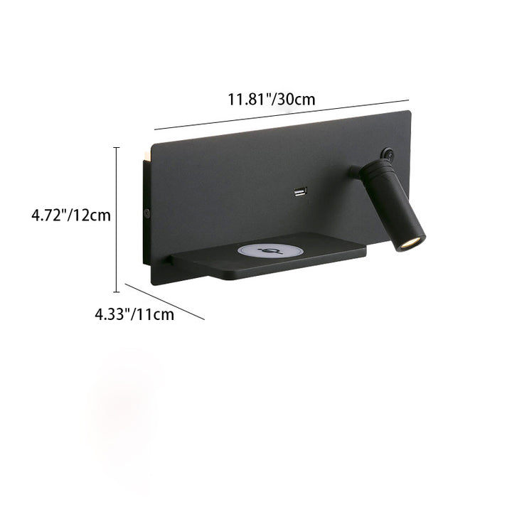 Lámpara de pared con foco LED giratorio rectangular USB recargable industrial contemporáneo para dormitorio 