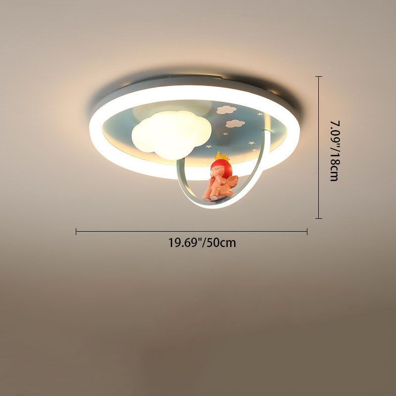 Contemporary Creative Resin Kids Cartoon LED Flush Mount Ceiling Light For Bedroom