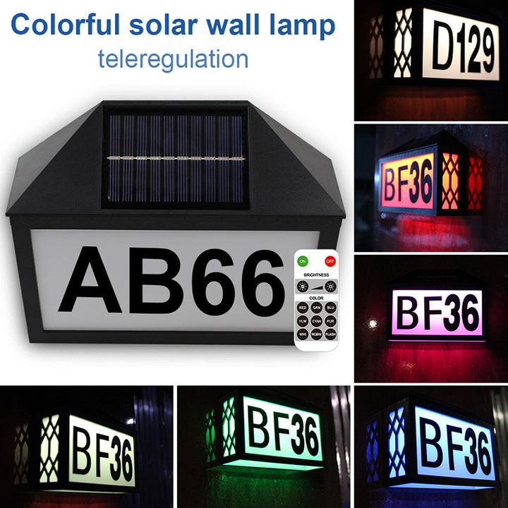 Zeitgenössische Industrie ABS Adresse Zeichen Solar Digital Haus LED Outdoor Wand Leuchte Lampe Für Garten 
