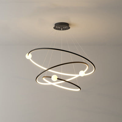 Moderner minimalistischer mehrstufiger Kreis aus Aluminium, Eisen und Silikon, LED-Kronleuchter für Wohnzimmer 