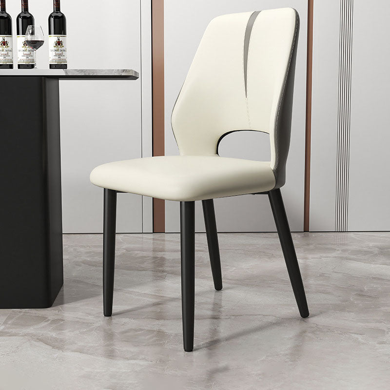 Modern Luxury Square Cushion Faux Leather Carbon Steel Dining Chair Backrest For Dining Room