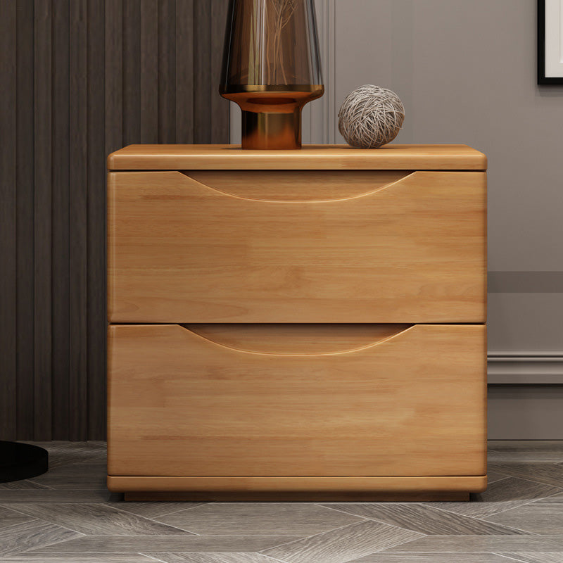 Mesita de noche tradicional japonesa rectangular cúbica de madera de caucho y metal con 2/3 cajones para el lado de la cama 