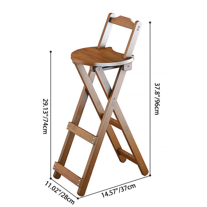 Simplicidad contemporánea Taburete de bar plegable con patas en forma de X de bambú Respaldo bajo Reposapiés para comedor 