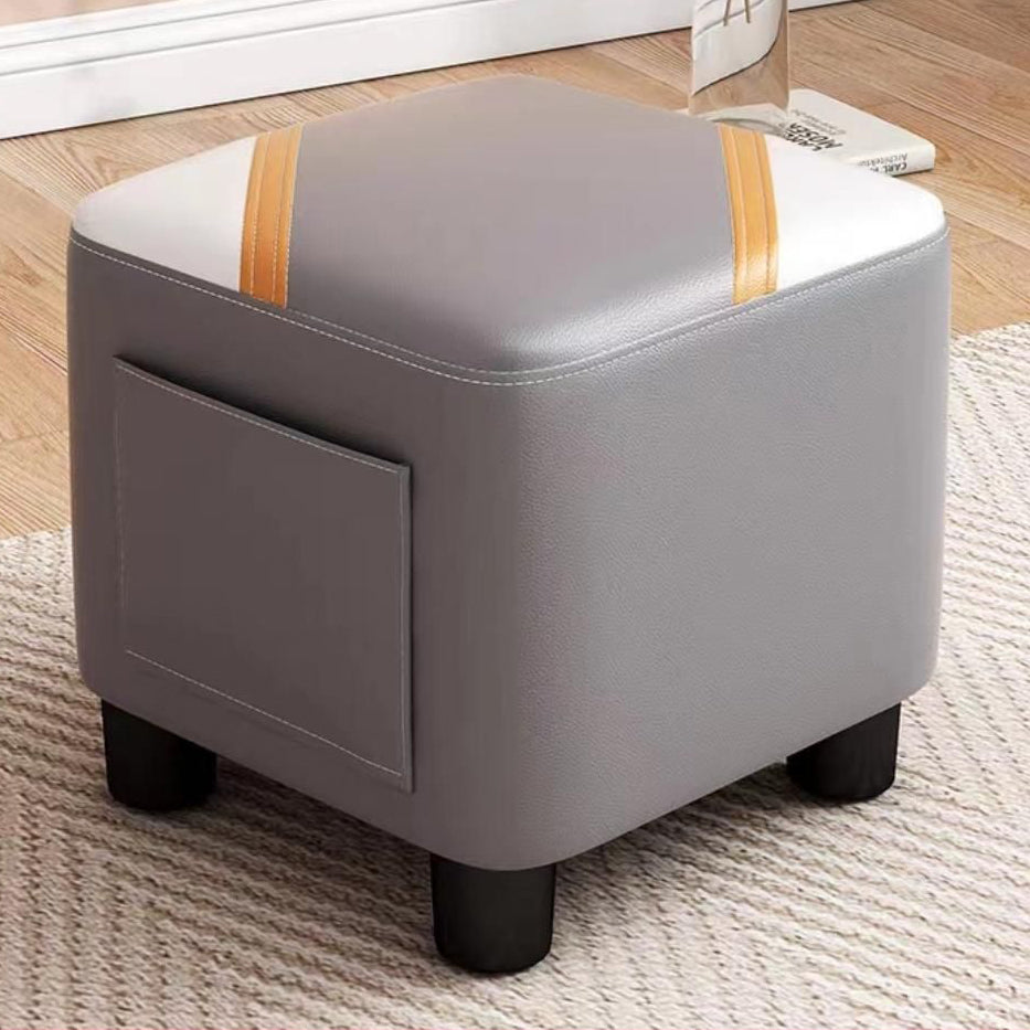 Contemporary Scandinavian Square Synthetic Fabric Wood Low Stool Backless Armless For Living Room