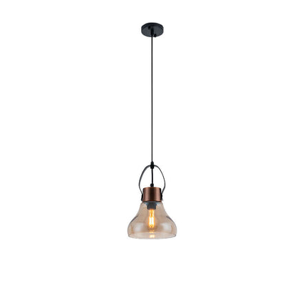 Lámpara colgante de 1 luz de vidrio y hierro forjado minimalista industrial 