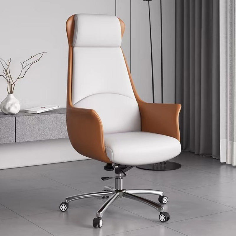 Moderner minimalistischer rechteckiger Hochlehner aus Leder mit Kohlenstoffstahl für das Home Office 