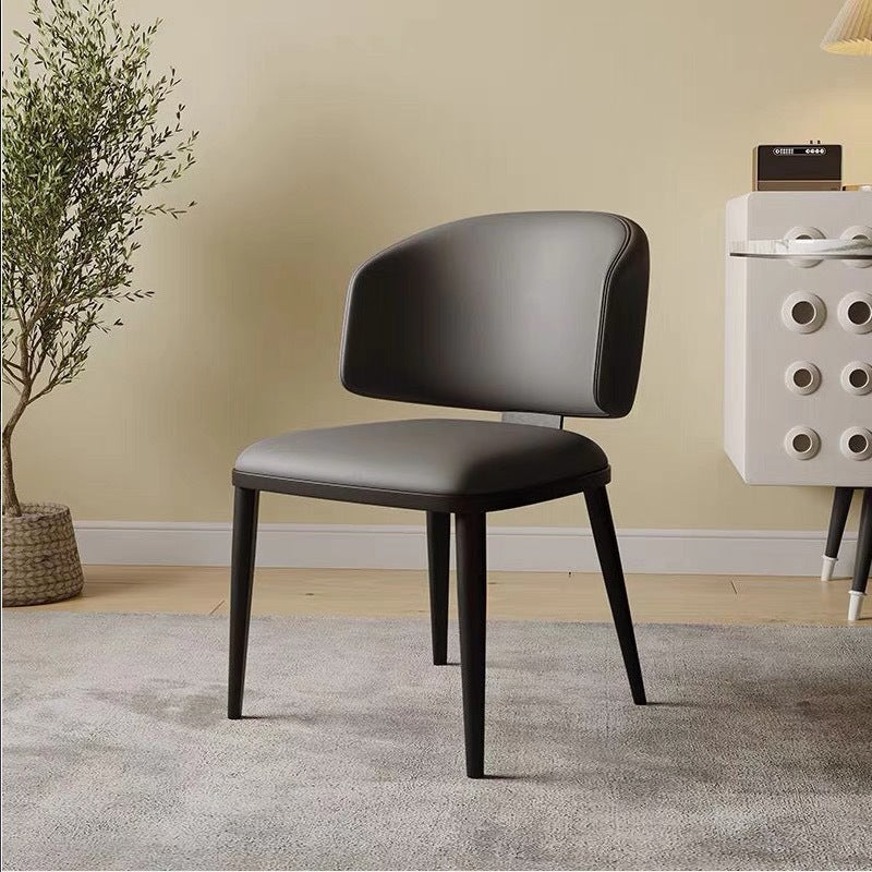 Modern Minimalist Microfiber Leather Carbon Steel Sponge Square Dining Chair Backrest For Dining Room