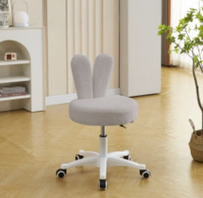 Zeitgenössischer kreativer runder Stuhl mit Kaninchenohren aus Metall, Lammwolle und Schaumstoff, drehbar für das Wohnzimmer 