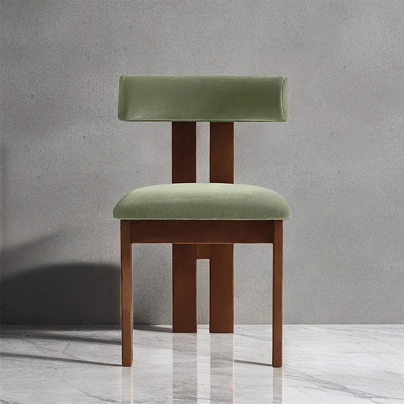 Chaise de salle à manger contemporaine scandinave semi-ronde en bois massif avec dossier en éponge à haute résilience en laine d&
