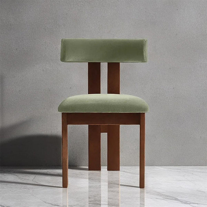 Chaise de salle à manger contemporaine scandinave semi-ronde en bois massif avec dossier en éponge à haute résilience en laine d&