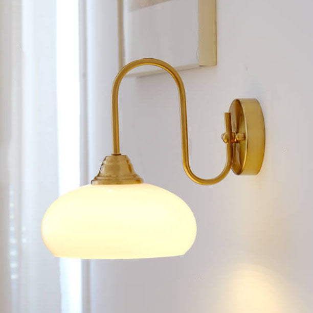 Contemporary Nordic Round Dome Iron Glass 1-Light Wall Sconce Lamp For Bedroom