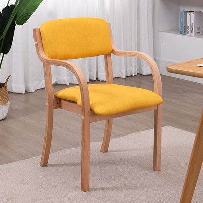 Chaise de salle à manger moderne en tissu, bois, éponge, carrée, incurvée, avec dossier et accoudoirs 