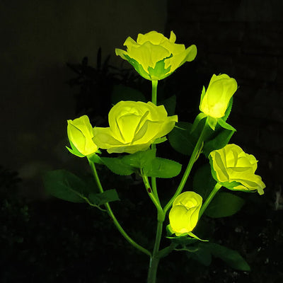 Solar Simple Silk Rose LED Outdoor Lawn Decorative Ground Plug Light