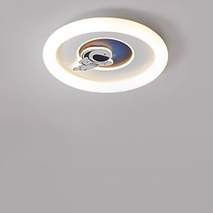 Luz de techo empotrada LED de acrílico y hierro redonda para niños creativos contemporáneos con diseño de cohete y astronauta para dormitorio 