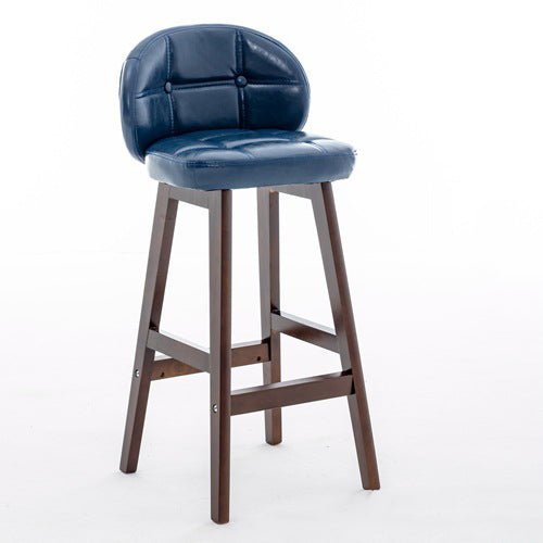 Moderner minimalistischer quadratischer Holz-Leder-Schaum-Barhocker mit vier Beinen und Rückenlehne für das Esszimmer 