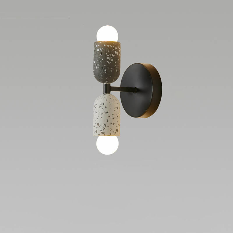 Japanische Wabi-Sabi Steinförmige Eisen-Zement 2-Licht Wandleuchte 